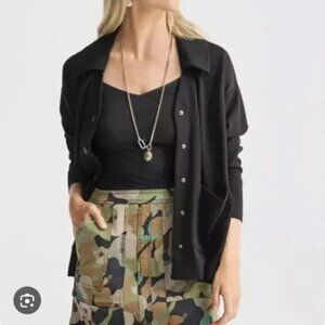 Cabi Jacket Elemental Topper Size M Shacket Top Black Snap-Button Pockets #6253